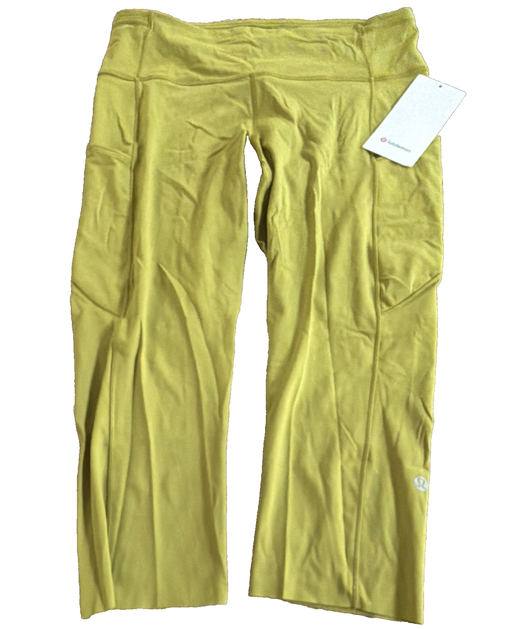 NWT Lululemon Fast and Free HR Crop 19 Golden Lime Size 12